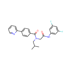 CC(C)CN(CC(=O)Nc1cc(F)cc(F)c1)C(=O)c1ccc(-c2ccccn2)cc1 ZINC000072127607