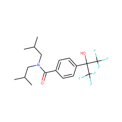 CC(C)CN(CC(C)C)C(=O)c1ccc(C(O)(C(F)(F)F)C(F)(F)F)cc1 ZINC000013682693