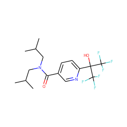 CC(C)CN(CC(C)C)C(=O)c1ccc(C(O)(C(F)(F)F)C(F)(F)F)nc1 ZINC000036184790