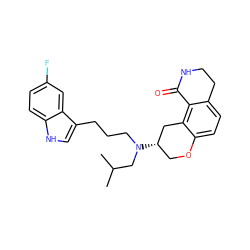 CC(C)CN(CCCc1c[nH]c2ccc(F)cc12)[C@H]1COc2ccc3c(c2C1)C(=O)NCC3 ZINC000034841817