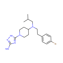 CC(C)CN(CCc1ccc(Br)cc1)C1CCN(c2nc(N)n[nH]2)CC1 ZINC001772622378