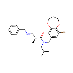 CC(C)CN(Cc1cc(Br)c2c(c1)OCCCO2)C(=O)[C@@H](C)CNCc1ccccc1 ZINC000114099730