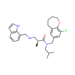 CC(C)CN(Cc1cc(Cl)c2c(c1)CCCCO2)C(=O)[C@@H](C)CNCc1cccc2cc[nH]c12 ZINC000114100389