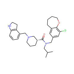 CC(C)CN(Cc1cc(Cl)c2c(c1)CCCCO2)C(=O)[C@@H]1CCCN(Cc2cccc3c2CCN3)C1 ZINC000114100714