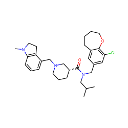 CC(C)CN(Cc1cc(Cl)c2c(c1)CCCCO2)C(=O)[C@@H]1CCCN(Cc2cccc3c2CCN3C)C1 ZINC000114100318