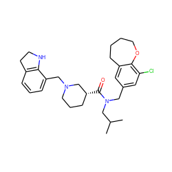 CC(C)CN(Cc1cc(Cl)c2c(c1)CCCCO2)C(=O)[C@@H]1CCCN(Cc2cccc3c2NCC3)C1 ZINC000089210306