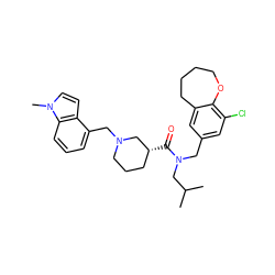 CC(C)CN(Cc1cc(Cl)c2c(c1)CCCCO2)C(=O)[C@@H]1CCCN(Cc2cccc3c2ccn3C)C1 ZINC000114099217