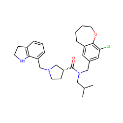 CC(C)CN(Cc1cc(Cl)c2c(c1)CCCCO2)C(=O)[C@@H]1CCN(Cc2cccc3c2NCC3)C1 ZINC000089210299