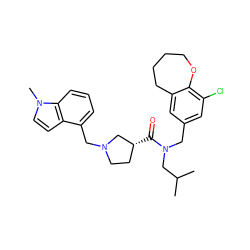 CC(C)CN(Cc1cc(Cl)c2c(c1)CCCCO2)C(=O)[C@@H]1CCN(Cc2cccc3c2ccn3C)C1 ZINC000114099581