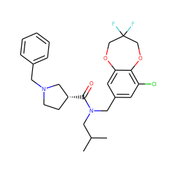 CC(C)CN(Cc1cc(Cl)c2c(c1)OCC(F)(F)CO2)C(=O)[C@@H]1CCN(Cc2ccccc2)C1 ZINC000114098926