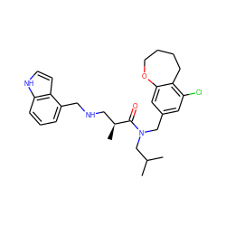 CC(C)CN(Cc1cc(Cl)c2c(c1)OCCCC2)C(=O)[C@@H](C)CNCc1cccc2[nH]ccc12 ZINC000114100037