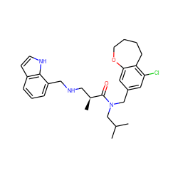 CC(C)CN(Cc1cc(Cl)c2c(c1)OCCCC2)C(=O)[C@@H](C)CNCc1cccc2cc[nH]c12 ZINC000114101151