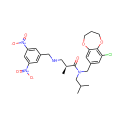 CC(C)CN(Cc1cc(Cl)c2c(c1)OCCCO2)C(=O)[C@@H](C)CNCc1cc([N+](=O)[O-])cc([N+](=O)[O-])c1 ZINC000114100605