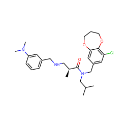 CC(C)CN(Cc1cc(Cl)c2c(c1)OCCCO2)C(=O)[C@@H](C)CNCc1cccc(N(C)C)c1 ZINC000114100505