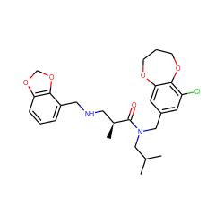 CC(C)CN(Cc1cc(Cl)c2c(c1)OCCCO2)C(=O)[C@@H](C)CNCc1cccc2c1OCO2 ZINC000114100685