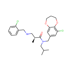 CC(C)CN(Cc1cc(Cl)c2c(c1)OCCCO2)C(=O)[C@@H](C)CNCc1ccccc1Cl ZINC000114100208