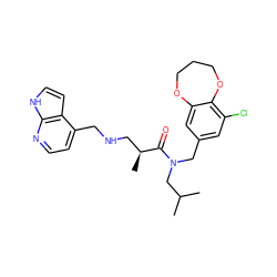 CC(C)CN(Cc1cc(Cl)c2c(c1)OCCCO2)C(=O)[C@@H](C)CNCc1ccnc2[nH]ccc12 ZINC000114097284