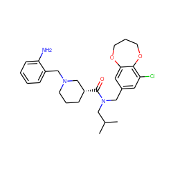 CC(C)CN(Cc1cc(Cl)c2c(c1)OCCCO2)C(=O)[C@@H]1CCCN(Cc2ccccc2N)C1 ZINC000169702050