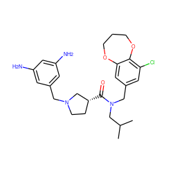 CC(C)CN(Cc1cc(Cl)c2c(c1)OCCCO2)C(=O)[C@@H]1CCN(Cc2cc(N)cc(N)c2)C1 ZINC000114097890