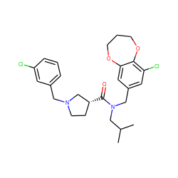 CC(C)CN(Cc1cc(Cl)c2c(c1)OCCCO2)C(=O)[C@@H]1CCN(Cc2cccc(Cl)c2)C1 ZINC000114099054