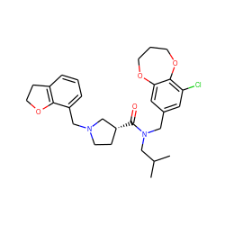 CC(C)CN(Cc1cc(Cl)c2c(c1)OCCCO2)C(=O)[C@@H]1CCN(Cc2cccc3c2OCC3)C1 ZINC000114100158