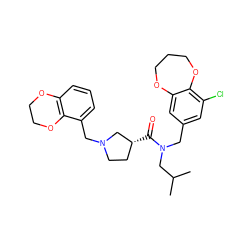 CC(C)CN(Cc1cc(Cl)c2c(c1)OCCCO2)C(=O)[C@@H]1CCN(Cc2cccc3c2OCCO3)C1 ZINC000114100164