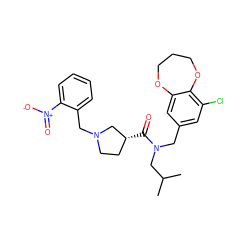 CC(C)CN(Cc1cc(Cl)c2c(c1)OCCCO2)C(=O)[C@@H]1CCN(Cc2ccccc2[N+](=O)[O-])C1 ZINC000114098652