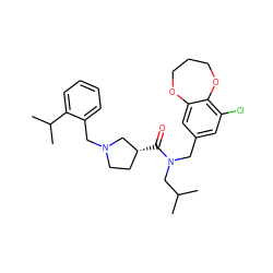 CC(C)CN(Cc1cc(Cl)c2c(c1)OCCCO2)C(=O)[C@@H]1CCN(Cc2ccccc2C(C)C)C1 ZINC000114096959