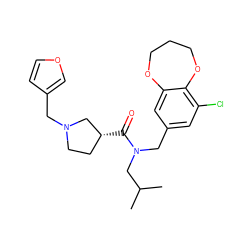 CC(C)CN(Cc1cc(Cl)c2c(c1)OCCCO2)C(=O)[C@@H]1CCN(Cc2ccoc2)C1 ZINC000114099922