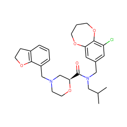 CC(C)CN(Cc1cc(Cl)c2c(c1)OCCCO2)C(=O)[C@@H]1CN(Cc2cccc3c2OCC3)CCO1 ZINC000114100672