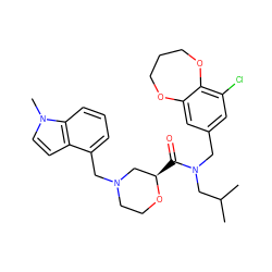 CC(C)CN(Cc1cc(Cl)c2c(c1)OCCCO2)C(=O)[C@@H]1CN(Cc2cccc3c2ccn3C)CCO1 ZINC000114099696