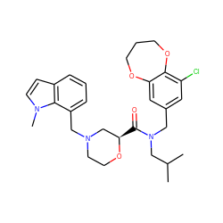 CC(C)CN(Cc1cc(Cl)c2c(c1)OCCCO2)C(=O)[C@@H]1CN(Cc2cccc3ccn(C)c23)CCO1 ZINC000114101015