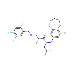 CC(C)CN(Cc1cc(Cl)c2c(c1)OCCCO2)C(=O)[C@H](C)CNCc1cc(F)c(F)cc1F ZINC000114096409