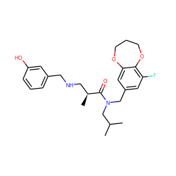 CC(C)CN(Cc1cc(F)c2c(c1)OCCCO2)C(=O)[C@@H](C)CNCc1cccc(O)c1 ZINC000148922986