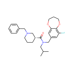 CC(C)CN(Cc1cc(F)c2c(c1)OCCCO2)C(=O)[C@@H]1CCCN(Cc2ccccc2)C1 ZINC000114100026