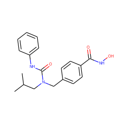 CC(C)CN(Cc1ccc(C(=O)NO)cc1)C(=O)Nc1ccccc1 ZINC000206141846