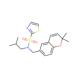 CC(C)CN(Cc1ccc2c(c1)C=CC(C)(C)O2)S(=O)(=O)c1nccs1 ZINC000095556739