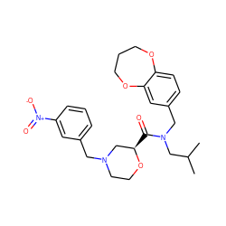 CC(C)CN(Cc1ccc2c(c1)OCCCO2)C(=O)[C@@H]1CN(Cc2cccc([N+](=O)[O-])c2)CCO1 ZINC000114100958