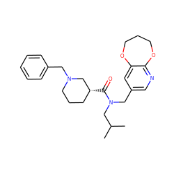 CC(C)CN(Cc1cnc2c(c1)OCCCO2)C(=O)[C@@H]1CCCN(Cc2ccccc2)C1 ZINC000148828722