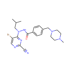 CC(C)CN(NC(=O)c1ccc(CN2CCN(C)CC2)cc1)c1nc(C#N)ncc1Br ZINC000034891734