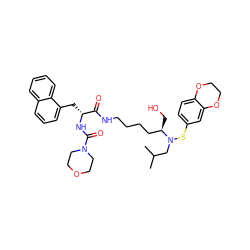 CC(C)CN(Sc1ccc2c(c1)OCCO2)[C@H](CO)CCCCNC(=O)[C@@H](Cc1cccc2ccccc12)NC(=O)N1CCOCC1 ZINC000169702537