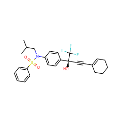 CC(C)CN(c1ccc([C@@](O)(C#CC2=CCCCC2)C(F)(F)F)cc1)S(=O)(=O)c1ccccc1 ZINC000084688115