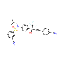 CC(C)CN(c1ccc([C@@](O)(C#Cc2ccc(C#N)cc2)C(F)(F)F)cc1)S(=O)(=O)c1cccc(C#N)c1 ZINC000084689356