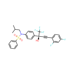 CC(C)CN(c1ccc([C@@](O)(C#Cc2ccc(F)cc2F)C(F)(F)F)cc1)S(=O)(=O)c1ccccc1 ZINC000084710436