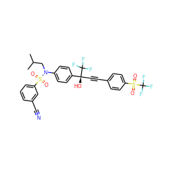 CC(C)CN(c1ccc([C@@](O)(C#Cc2ccc(S(=O)(=O)C(F)(F)F)cc2)C(F)(F)F)cc1)S(=O)(=O)c1cccc(C#N)c1 ZINC000084709664