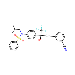 CC(C)CN(c1ccc([C@@](O)(C#Cc2cccc(C#N)c2)C(F)(F)F)cc1)S(=O)(=O)c1ccccc1 ZINC000084689354