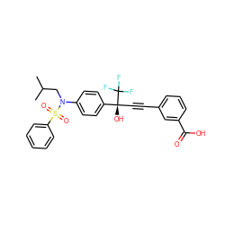 CC(C)CN(c1ccc([C@@](O)(C#Cc2cccc(C(=O)O)c2)C(F)(F)F)cc1)S(=O)(=O)c1ccccc1 ZINC000084709673