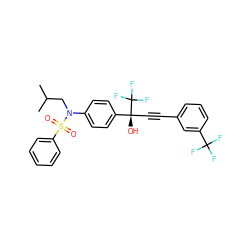 CC(C)CN(c1ccc([C@@](O)(C#Cc2cccc(C(F)(F)F)c2)C(F)(F)F)cc1)S(=O)(=O)c1ccccc1 ZINC000084687793