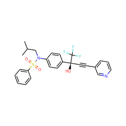 CC(C)CN(c1ccc([C@@](O)(C#Cc2cccnc2)C(F)(F)F)cc1)S(=O)(=O)c1ccccc1 ZINC000084687454