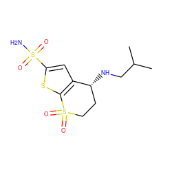 CC(C)CN[C@@H]1CCS(=O)(=O)c2sc(S(N)(=O)=O)cc21 ZINC000001542575